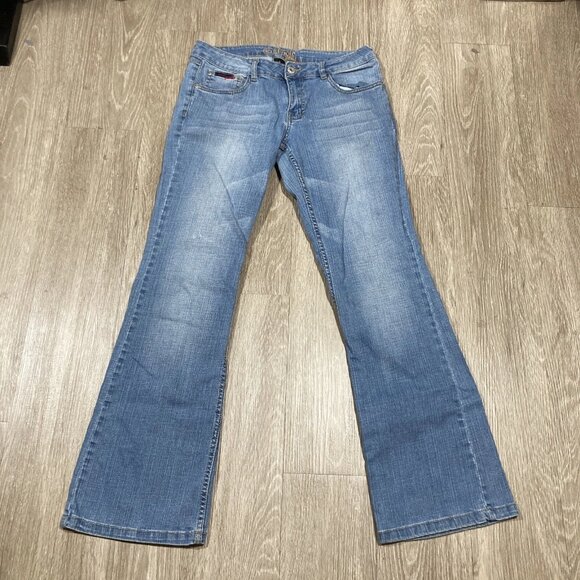 Southpole Denim - Women's Western Denim Ranch Cowboy Wide Leg Flare Pants
